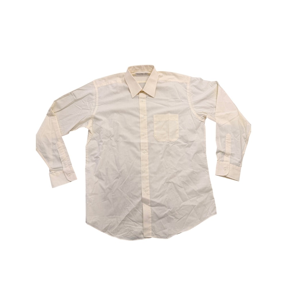 Marks & Spencer St Michael Mens Cream Long Sleeve Button Down Dress Shirt Sz 16